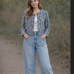 Vintage Paquette Petite Floral M button Cardigan Sweater Jacket crop womens